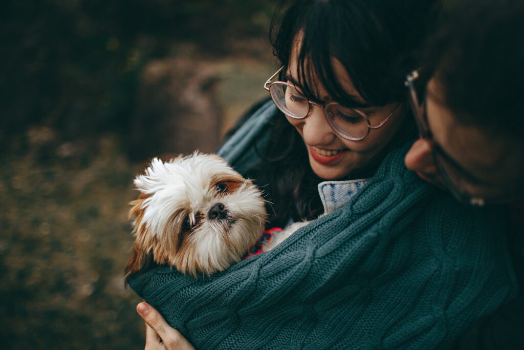 dog with family